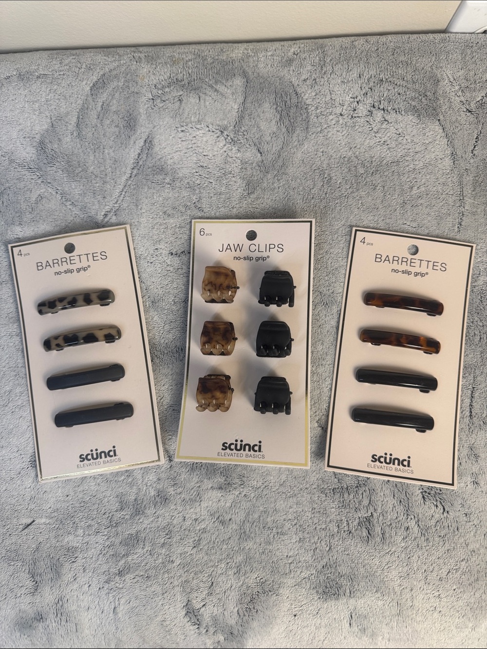 NWT Scunci Hair Accessory Bundle 3 Packs Jaw Clips & No Slip Barrettes